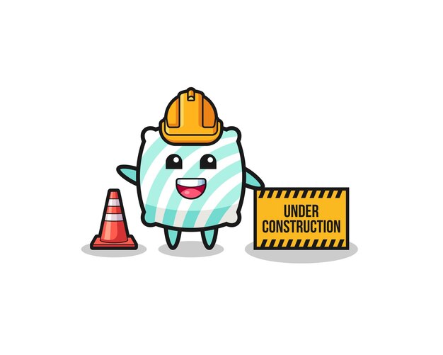 Ilustração de travesseiro com design bonito de banner em construção
