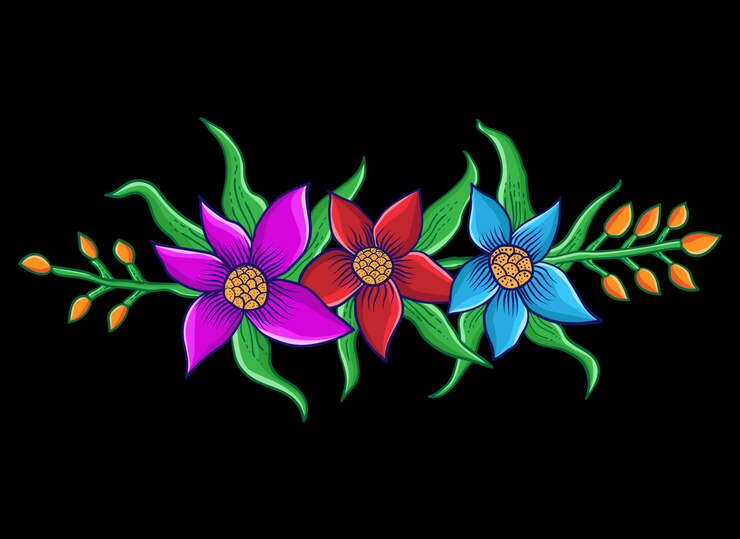Vetor ilustração de três lindas flores