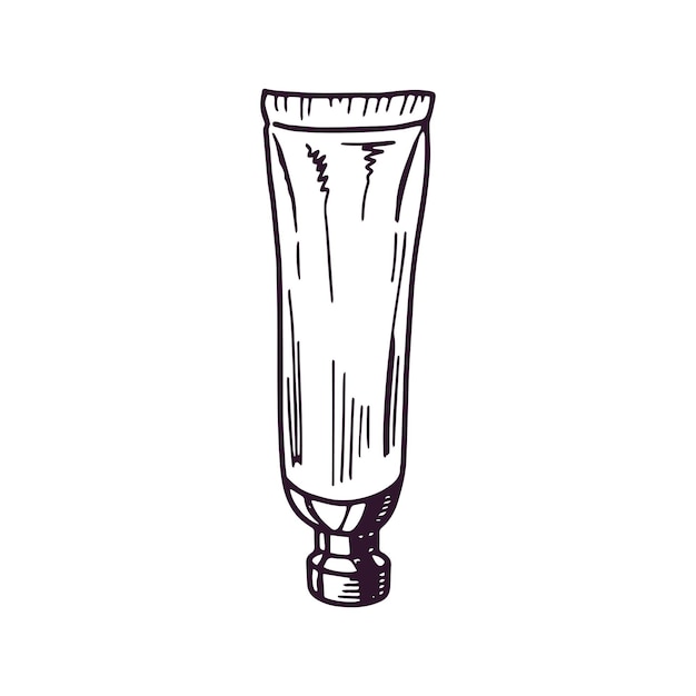 Ilustração de tubo de creme desenhado à mão para design de maquiagem de salão de beleza e loja de cosméticos