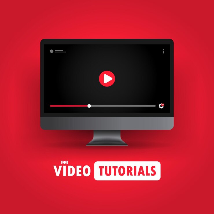 Vetor ilustração de tutoriais em vídeo. assistir ao webinar, streaming de vídeo online no computador. vetor em fundo isolado. eps 10.
