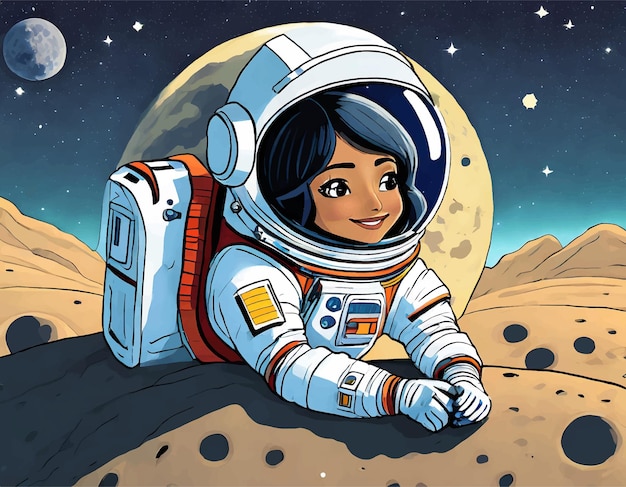 Vetor ilustração de um astronauta deitado na lua