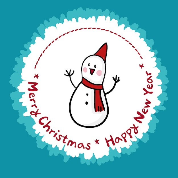 Ilustração de um boneco de neve com chapéu vermelho e silenciador.