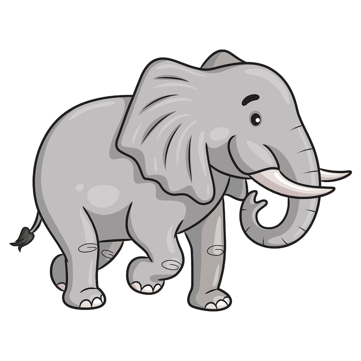 Vetor ilustração de um bonito desenho de elefante cinza ambulante