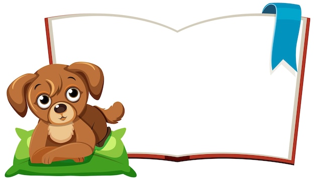 Vetor ilustração de um cachorrinho e um livro aberto