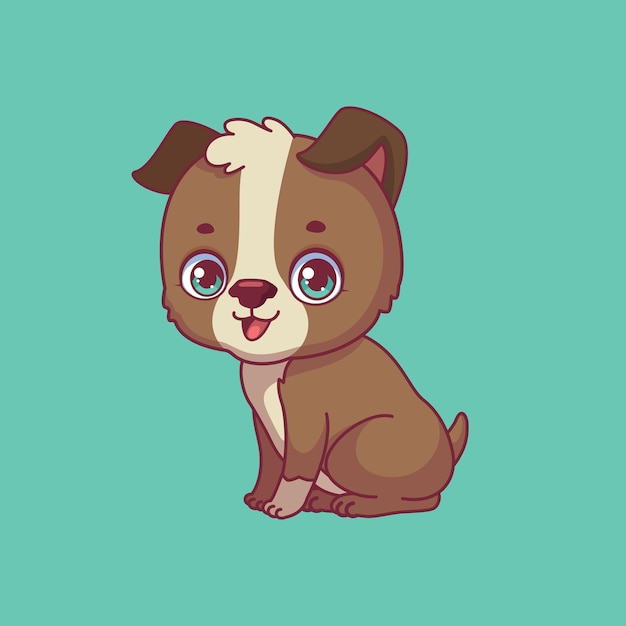 Ilustração de um cachorro de desenho animado em fundo colorido