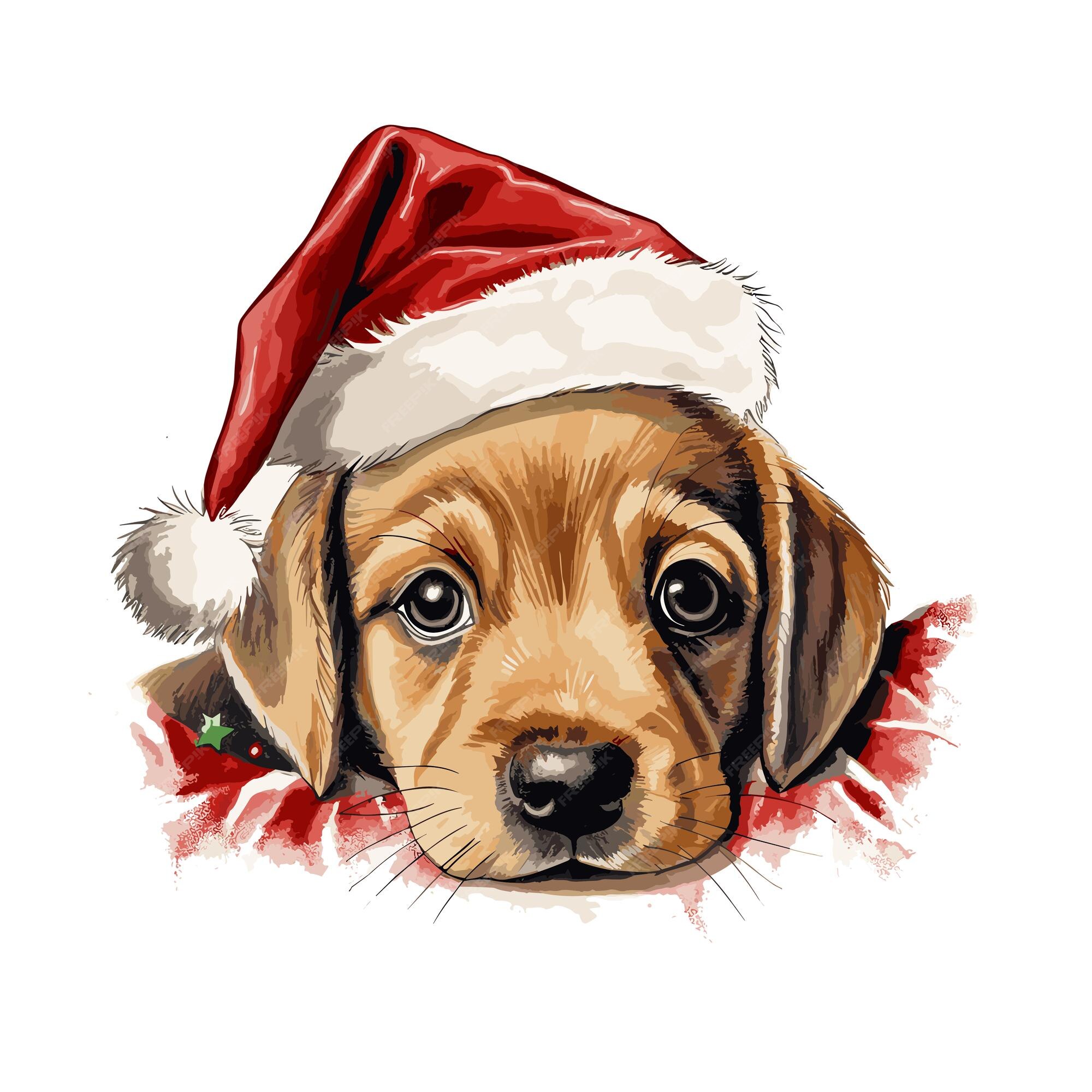 Baixe Cachorro de desenho animado fofo usando chapéu de Papai Noel