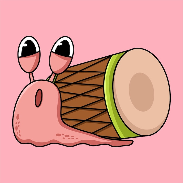 Vetor ilustração de um caracol bonito andando em rosa