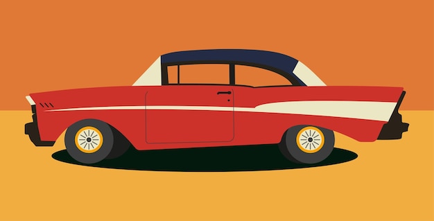 Ilustração de um carro retrô no estilo do final dos anos 50