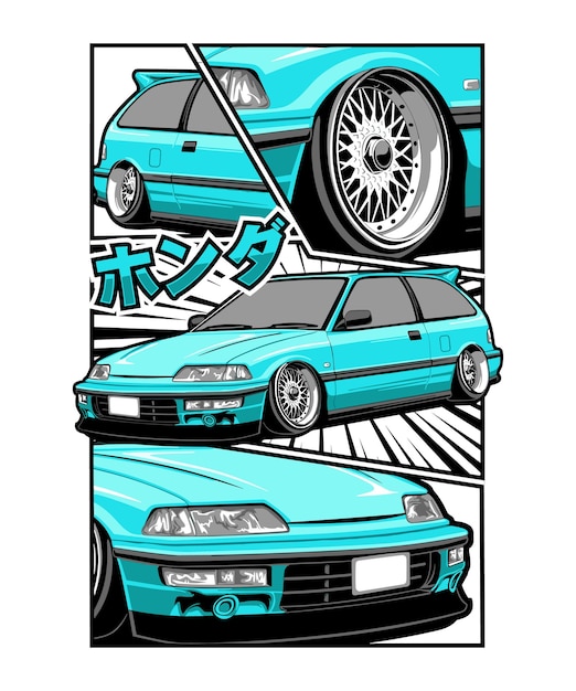 Ilustração de um carro sedan japonês de alto desempenho