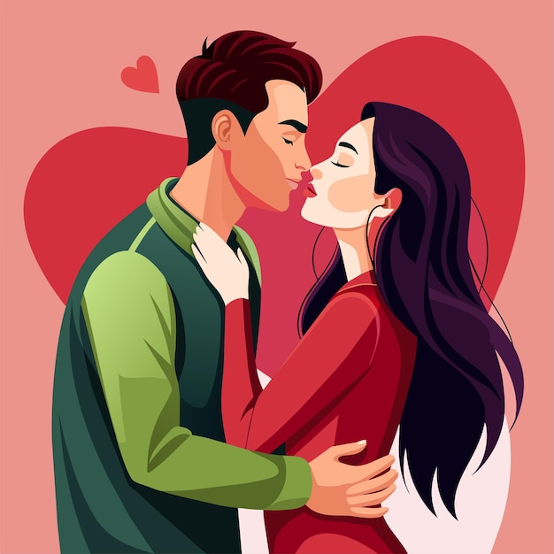 Vetor ilustração de um casal de amor no dia do beijo