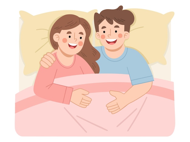 Ilustração de um casal falando na cama