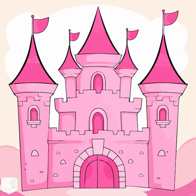 Ilustração de um castelo rosa em um vetor