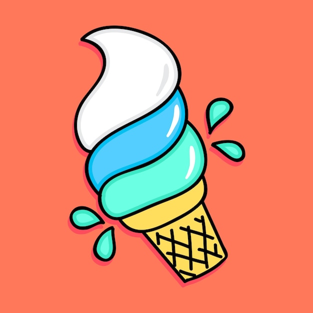 Vetor ilustração de um cone de waffle de baunilha