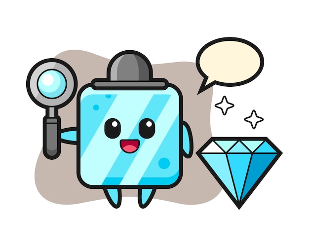 Ilustração de um cubo de gelo com um diamante