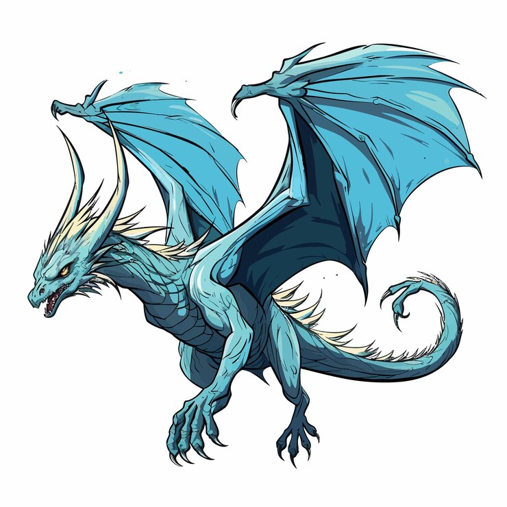 Vetor ilustração de um dragão a voar para nós.