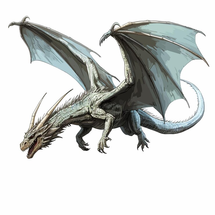 Vetor ilustração de um dragão a voar para nós.