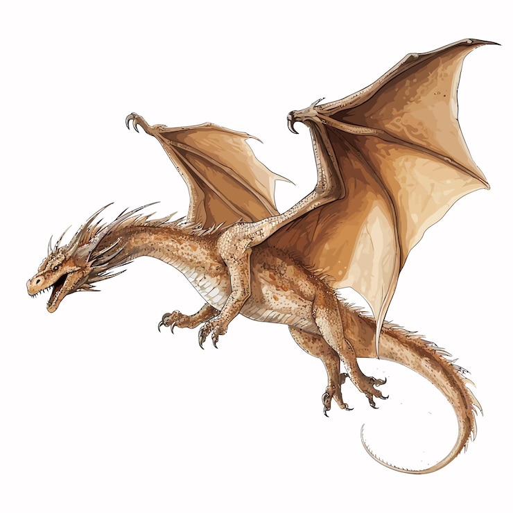 Vetor ilustração de um dragão a voar para nós.