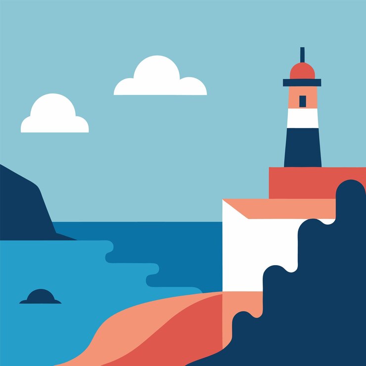 Vetor ilustração de um farol costeiro