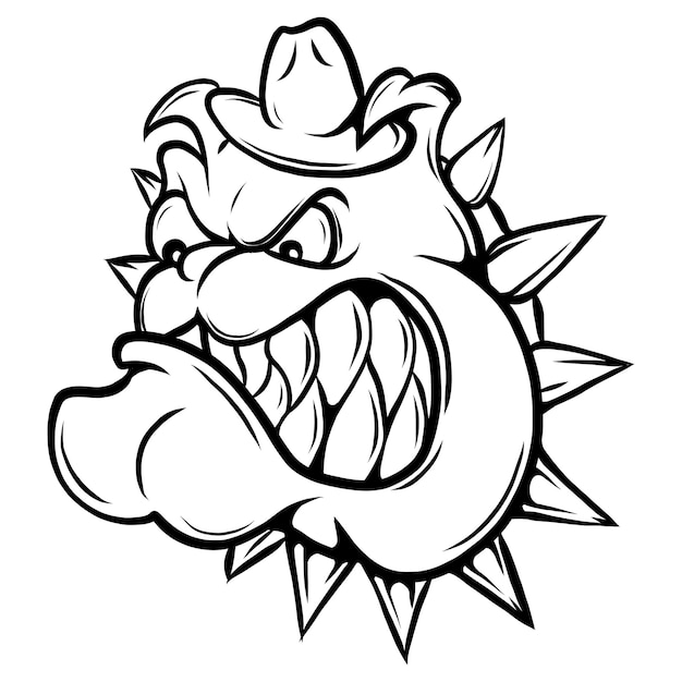 Ilustração de um feroz personagem animal de bulldog ou mascote esportivo