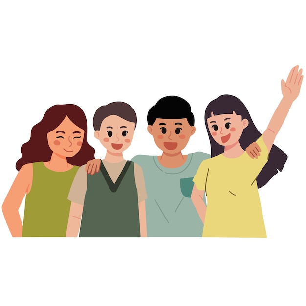 Ilustração de um grupo de amigos felizes