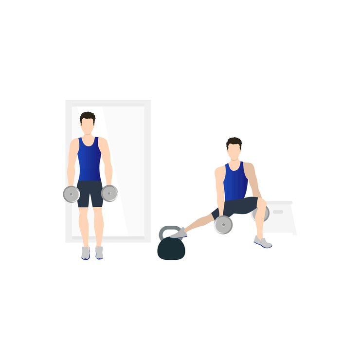 Vetor ilustração de um homem e uma mulher fazendo exercícios com halteres.