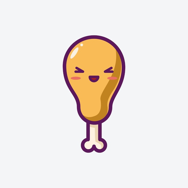 Vetor ilustração de um ícone de frango frito bonito, um emoji sorridente, um ícone vector, uma ilustração de desenho animado.