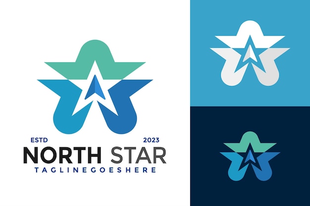 Ilustração de um ícone de símbolo vetorial do projeto do logotipo da Estrela do Norte