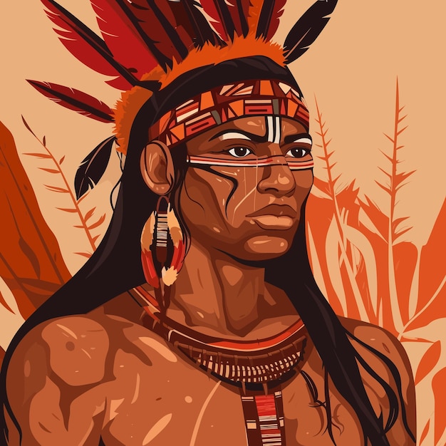 Vetor ilustração de um índio yanomami brasileiro