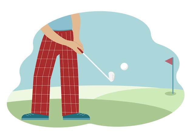 Ilustração de um jogador de golfe masculino batendo na bola