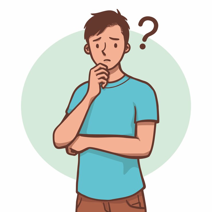 Vetor ilustração de um jovem que se sente confuso