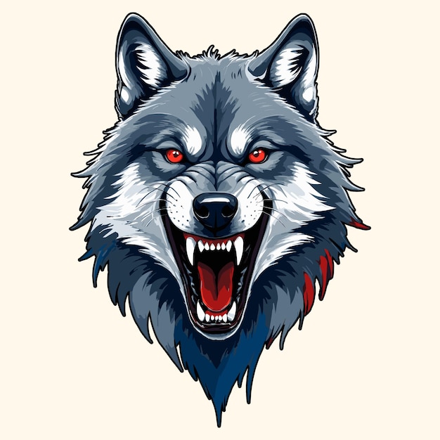 Vetor ilustração de um lobo rugindo