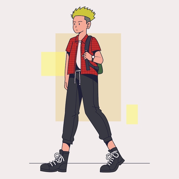 Ilustração de um menino a caminhar