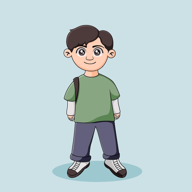 Ilustração de um menino bonito sorrindo de pé