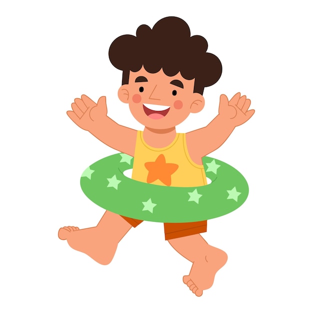 Ilustração de um menino com um flutuador