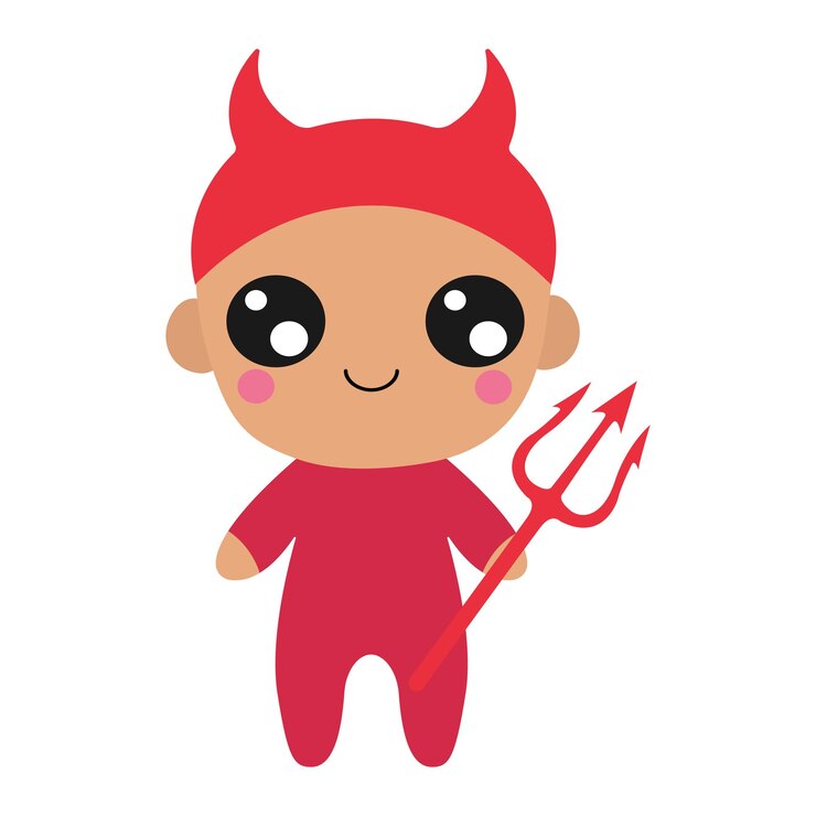 Vetor ilustração de um menino com uma fantasia de diabo. ilustração em vetor halloween.