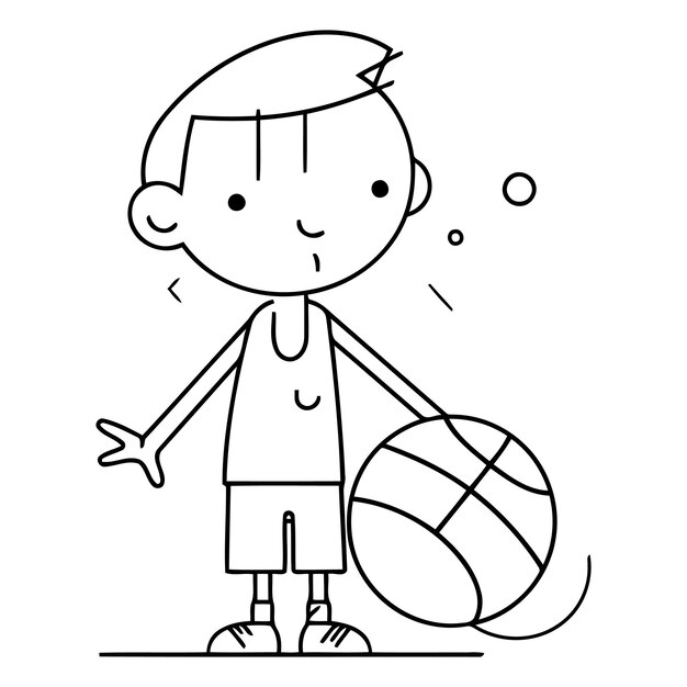 Vetor ilustração de um menino jogando basquete de um meninos jogando basquetebol