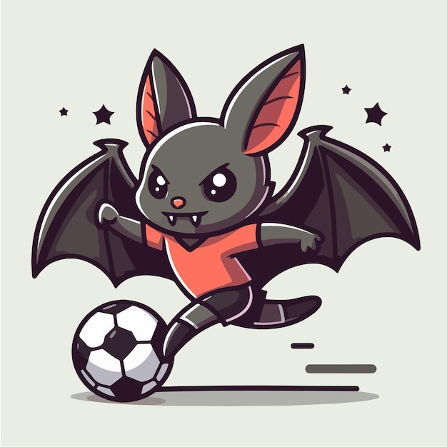 Vetor ilustração de um morcego jogando bola com um estilo de desenho animado plano e conceito de mascote