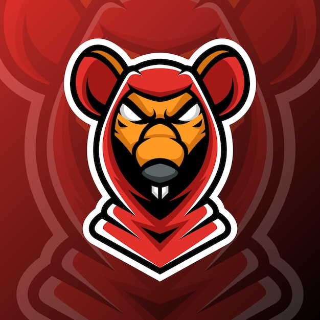 Ilustração de um mouse ruim no estilo do logotipo esport