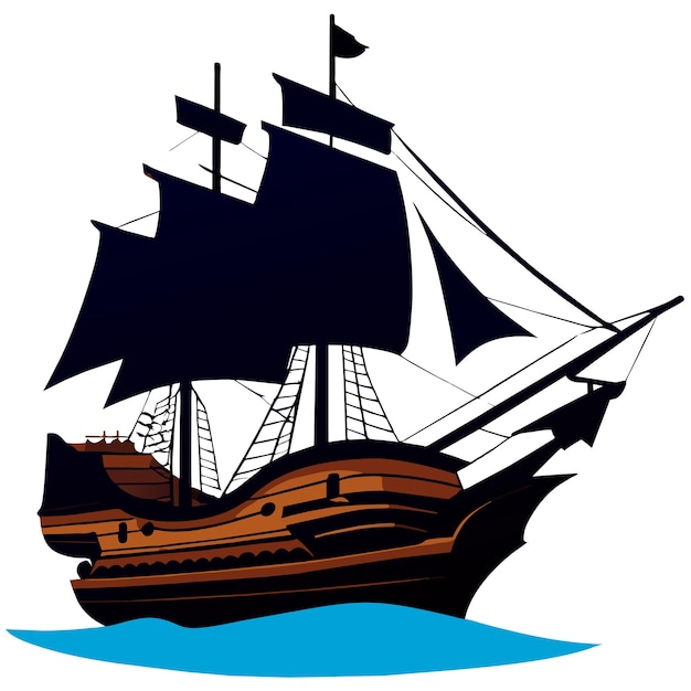 Ilustração de um navio pirata realista