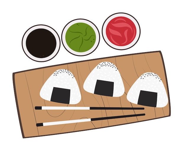 Vetor ilustração de um onigiri. prato japonês. comida asiática.