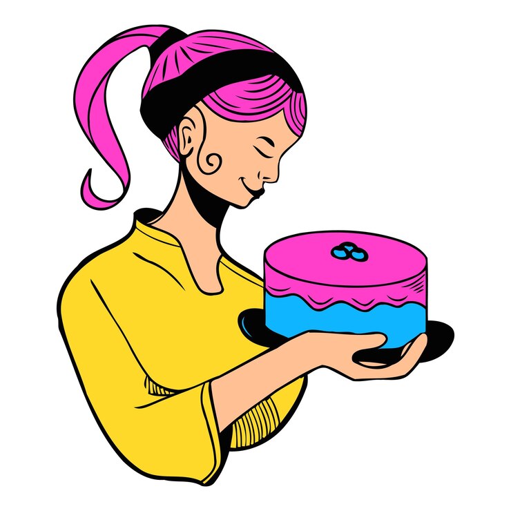 Vetor ilustração de um padeiro segurando um bolo