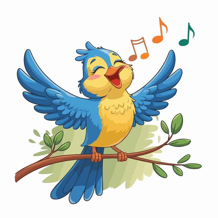 Vetor ilustração de um pássaro bonito cantando