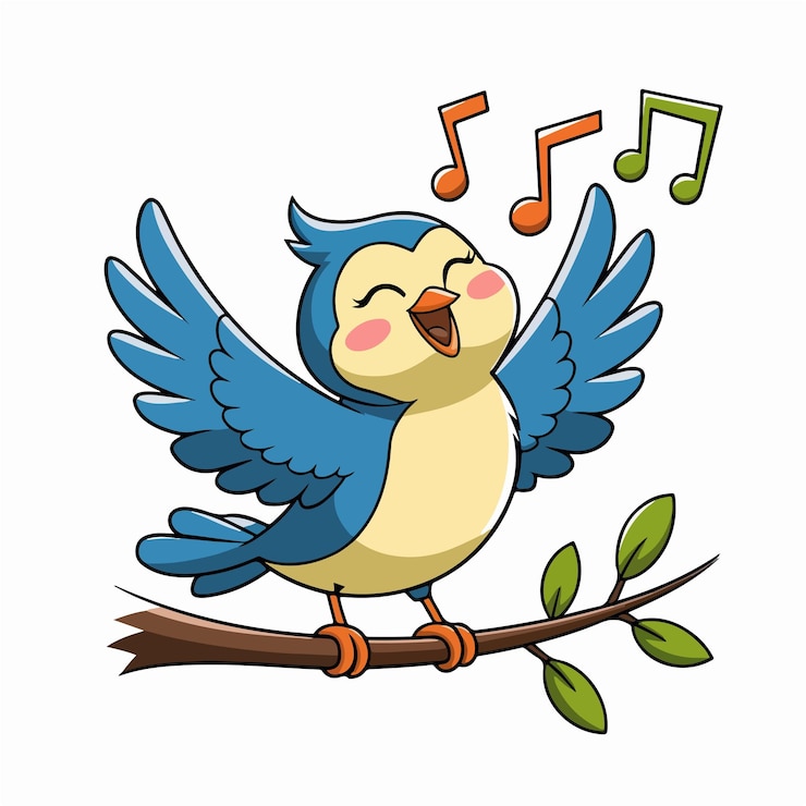 Vetor ilustração de um pássaro bonito cantando