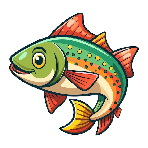 Vetor ilustração de um peixe cute trout