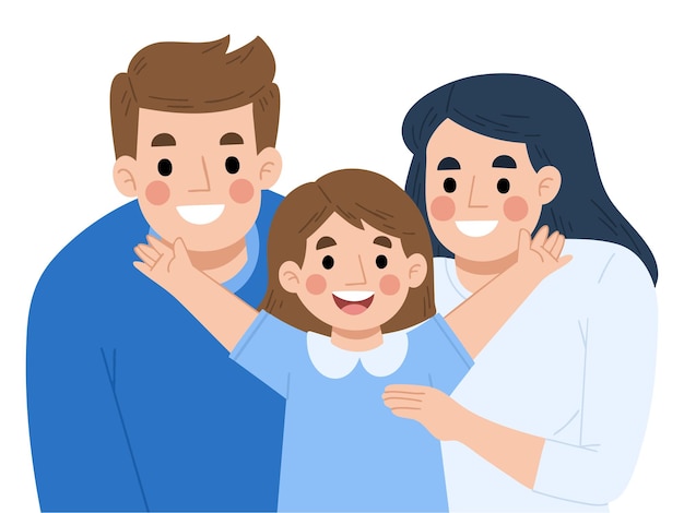 Ilustração de um pequeno retrato de família feliz