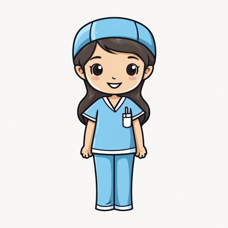 Vetor ilustração de um personagem de desenho animado de enfermeira