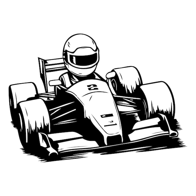 Vetor ilustração de um piloto de kart correndo em uma pista de corrida ilustração vetorial