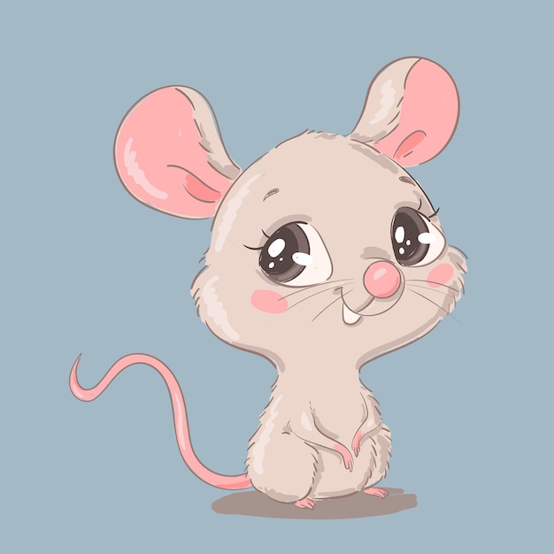 Ilustração de um rato bonito dos desenhos animados, isolado em um fundo branco. animais bonitos dos desenhos animados.