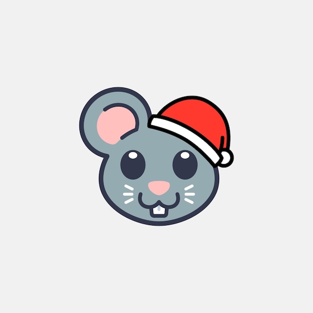 Vetor ilustração de um rato vestindo um chapéu de papai noel