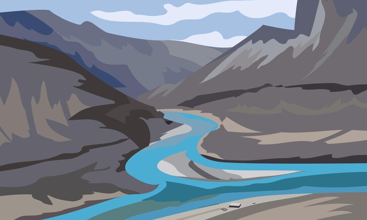 Vetor ilustração de um rio de montanha